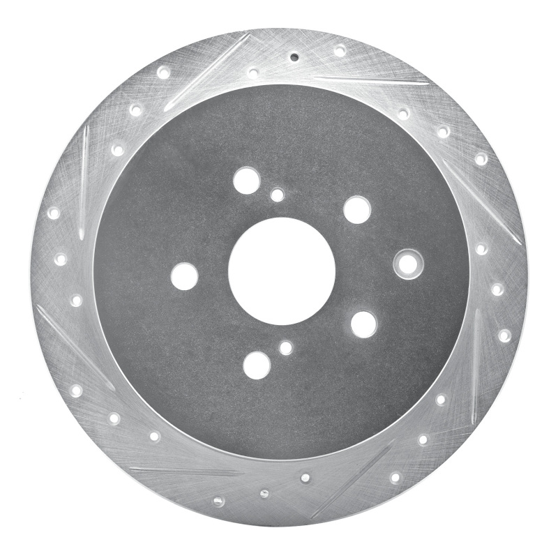 Lexus RX450h Brake Rotor (1) - Rear Left - R1 Concepts - Drilled & Slotted - Silver - `10-`20